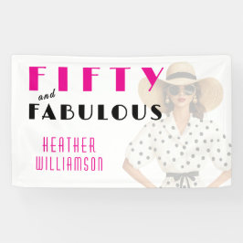 Fünfzig und Fantastisch Rosa Schwarzes 50. Geburts Banner