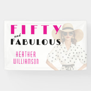 Fünfzig und Fantastisch Rosa Schwarzes 50. Geburts Banner