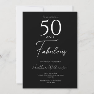 Fünfzig und fantastisch Schwarze 50. Geburtstagsfe Einladung