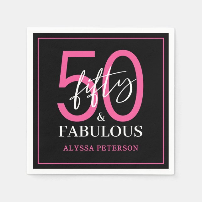 Fünfzig und fantastisch Skript 50. Geburtstag Serviette (Vorderseite)