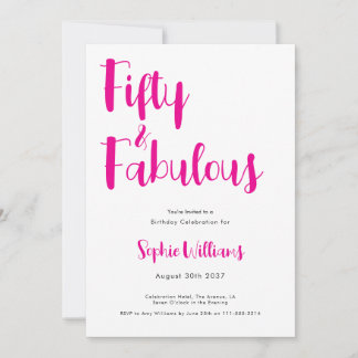 Fünfzig und Fantastisch Skript Rosa 50. Geburtstag Einladung