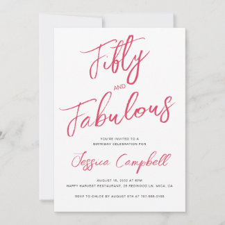 Fünfzig und Fantastisch Skript Rosa 50. Geburtstag Einladung