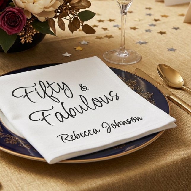 Fünfzig und Fantastisch Skript Schwarz 50. Geburts Serviette (Von Creator hochgeladen)