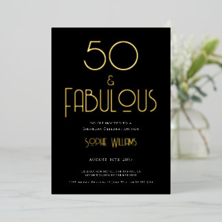 Fünfzig und Fantastisch Typografie 50. Geburtstags Folieneinladung