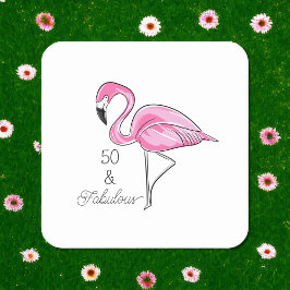 Fünfzig und üppig rosa Flamingo-Untersetzer Rechteckiger Pappuntersetzer