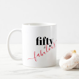 Fünfzig und üppig Schwarz-Rot-Script-Elegant Kaffeetasse