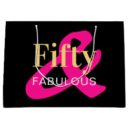 Fünfzig und üppig schwarzes Gold Rosa Geburtstag Große Geschenktüte