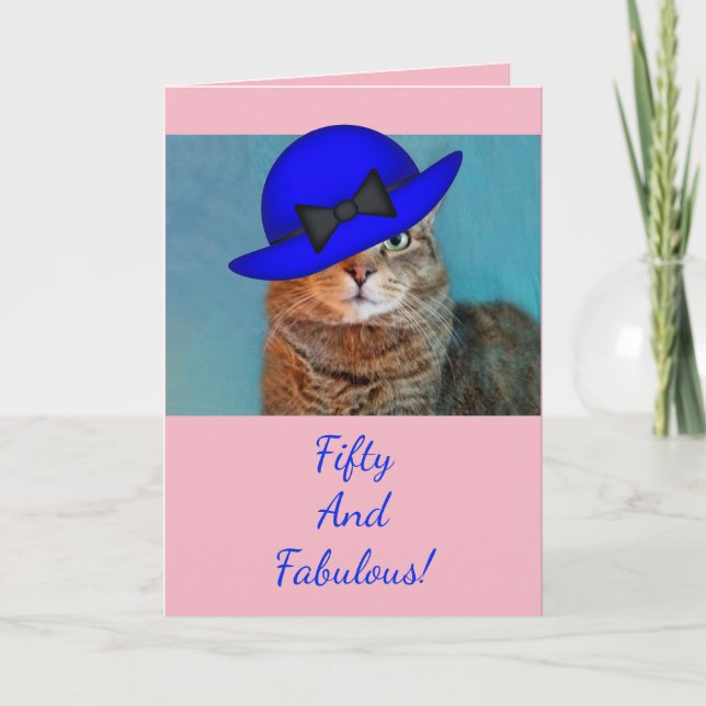 Fünfzig und üppiger Glamour Kitty Geburtstag Karte (Vorderseite)