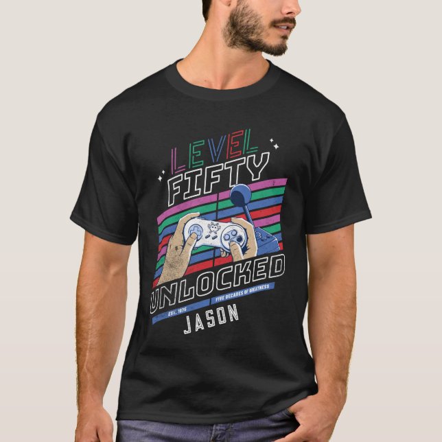 Fünfzig unverschlossene Retro-Gamer zum Geburtstag T-Shirt (Vorderseite)