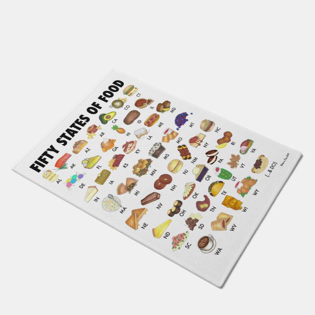 FÜNFZIGE STAATEN VON LEBENSMITTELN Vereinigte Staa Fußmatte (Schrägansicht)