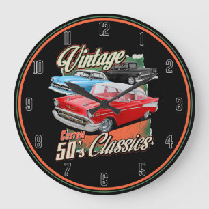 Fünfziger Jahre Vintage-Autos Große Uhr