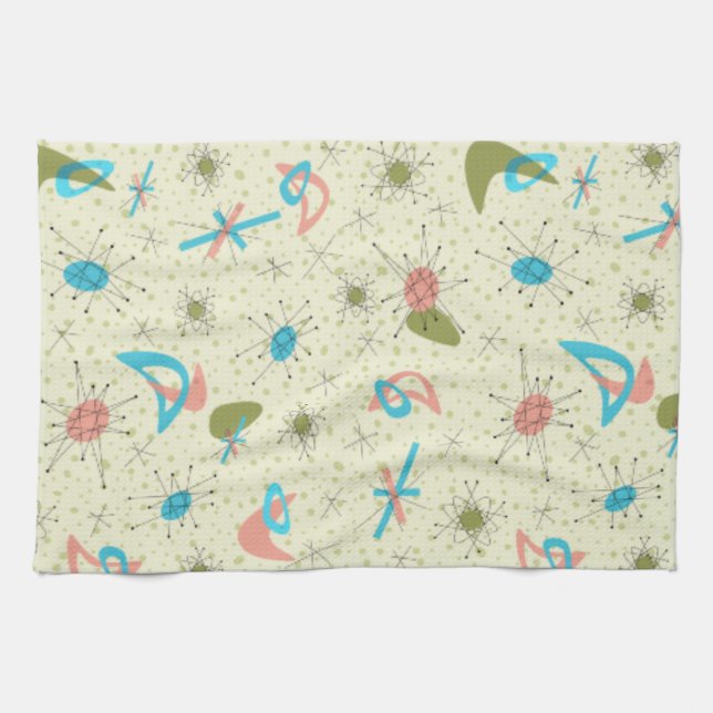 Fünfzigerjahre Atomzeitalter-Geschirrtuch Küchentuch (Horizontal)