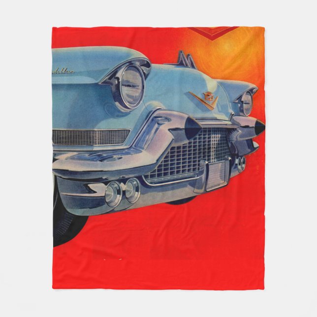 Fünfzigerjahre blauer Cadillac-Grill Fleecedecke (Vorderseite)