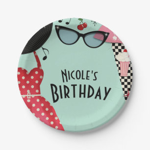 Fünfzigerjahre Fünfzigerjahre kleiden oben Retro Pappteller