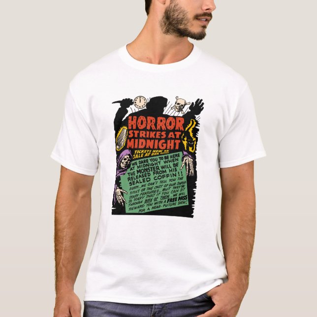 Fünfzigerjahre "Horror-Streiks am Mitternachts" T T-Shirt (Vorderseite)