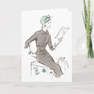 Fünfzigerjahre Mode - Gruß oder Notecard Karte