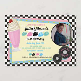 Fünfzigerjahre Restaurant-Geburtstags-Retro Einladung