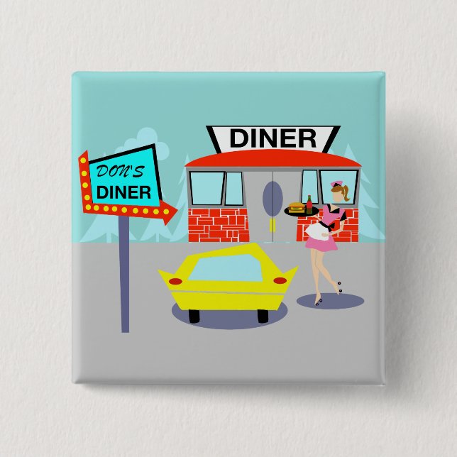 Fünfzigerjahre Restaurant-Knopf Button (Vorderseite)