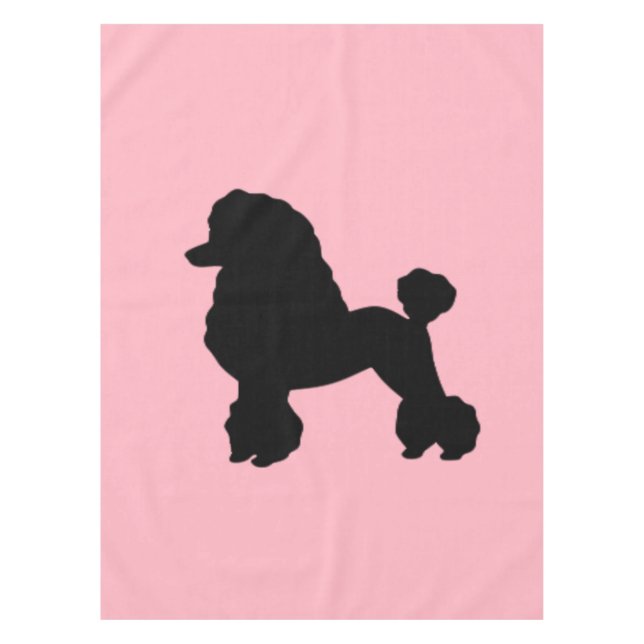 Fünfzigerjahre rosa Pudel-Rock-inspirierte Tischdecke (Vorderseite)