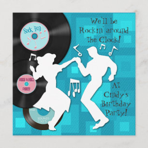 Fünfzigerjahre Thema-Geburtstags-Party Einladung