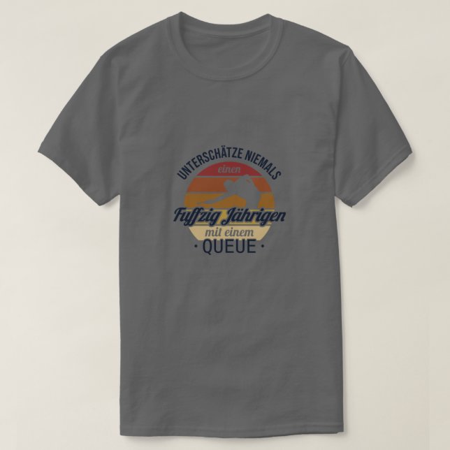 Fünfzigjähriger mit Queue Billard Snooker 50. T-Shirt (Design vorne)