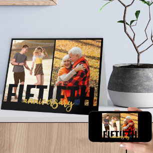 Fünfzigjähriges 2 Foto Goldene Hochzeit Karte