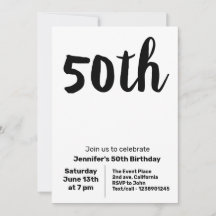 FÜNFZIGSTE 50. GEBURTSTAG EINFACHE PARTY EINLADUNG