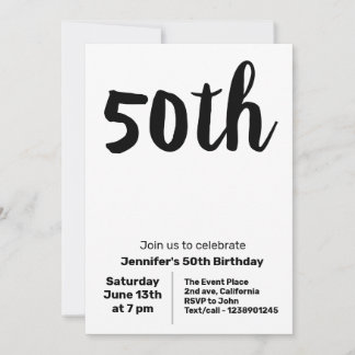 FÜNFZIGSTE 50. GEBURTSTAG EINFACHE PARTY EINLADUNG