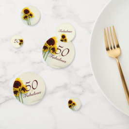 Fünfzigste Sonnenblume Rustikaler 50. Geburtstagst Konfetti