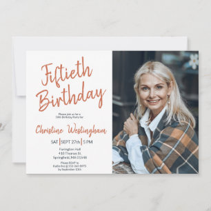 Fünfzigster Geburtstag Foto Rustikale Boho-Schrift Einladung
