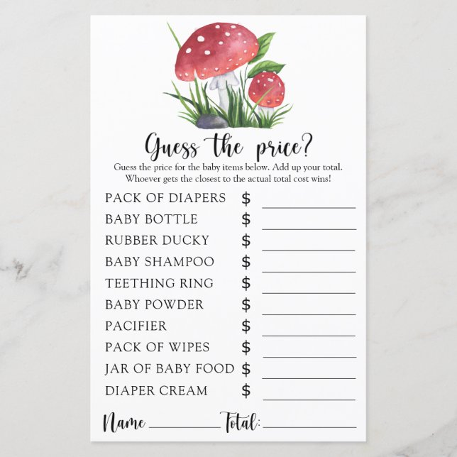 Fungi Babydusche - raten Sie den Preis! Spiel (Vorderseite)