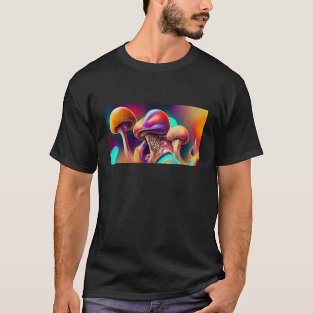 Fungi farbenfrohe Mykologie Pilzreise Abstrakt T-Shirt (Vorderseite)