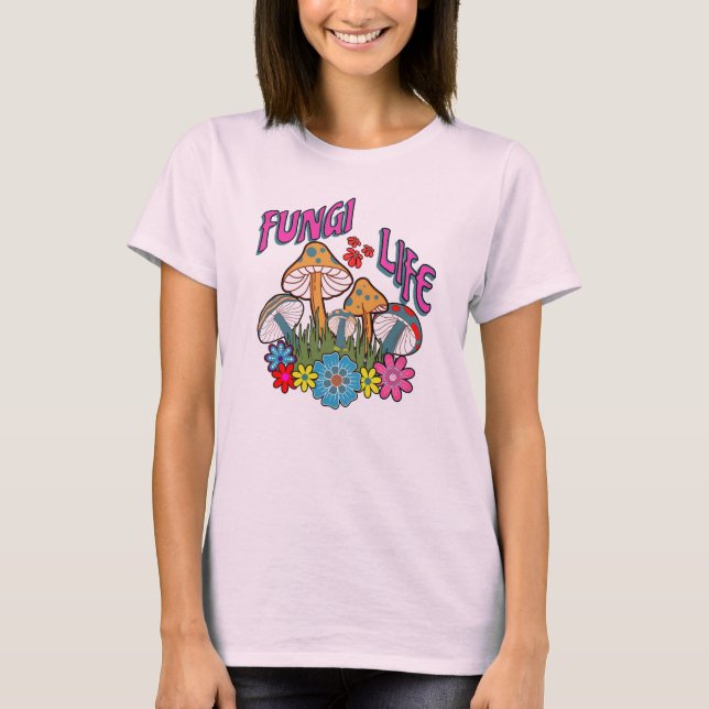 Fungi Life Retro Psychedelic Boho Floral Pilze T-Shirt (Vorderseite)