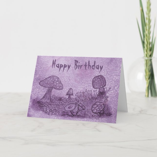 Fungi Meadow Birthday Card Karte (Vorderseite)