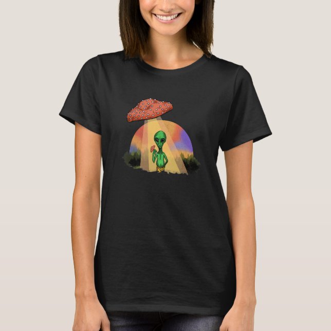Fungus Magic Psilocybin Mushrooms Alien UFO T-Shirt (Vorderseite)