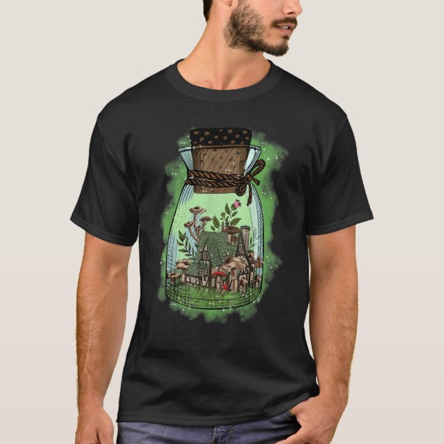 Fungus Magic Psilocybin Mushrooms In Glass Vase T-Shirt (Vorderseite)