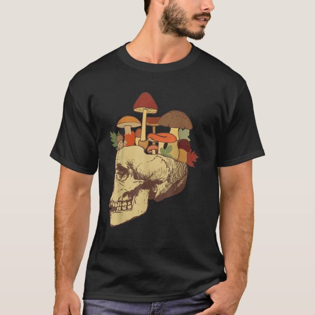 Fungus Magic Psilocybin Mushrooms Skull Face Hippi T-Shirt (Vorderseite)
