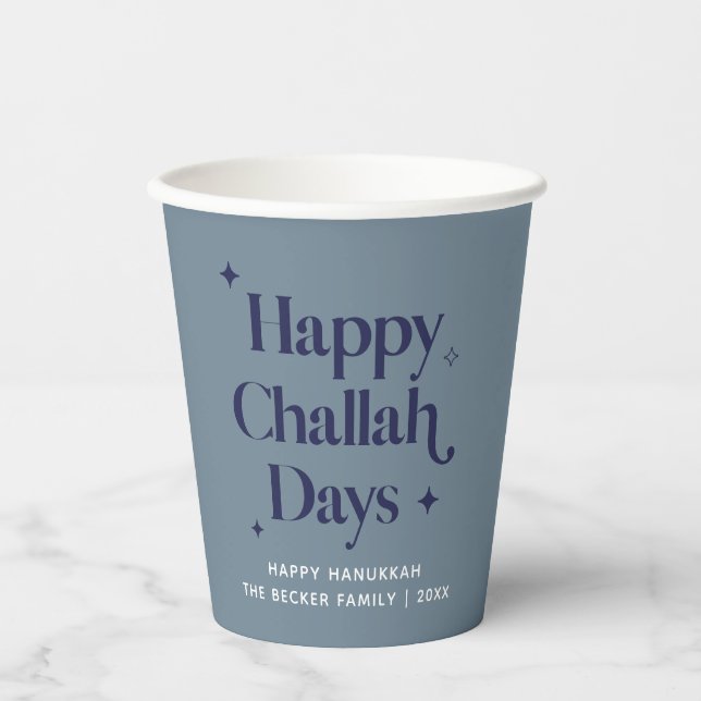 FunHappy Challah Days Hanukkah Blue Pappbecher (Vorderseite)