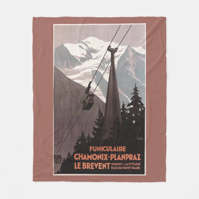 Funiculaire Le Brevent Seilbahnplakat Fleecedecke (Vorderseite)