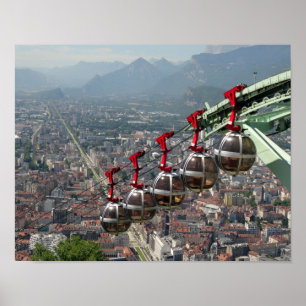Funikulär über Grenoble, Frankreich Poster