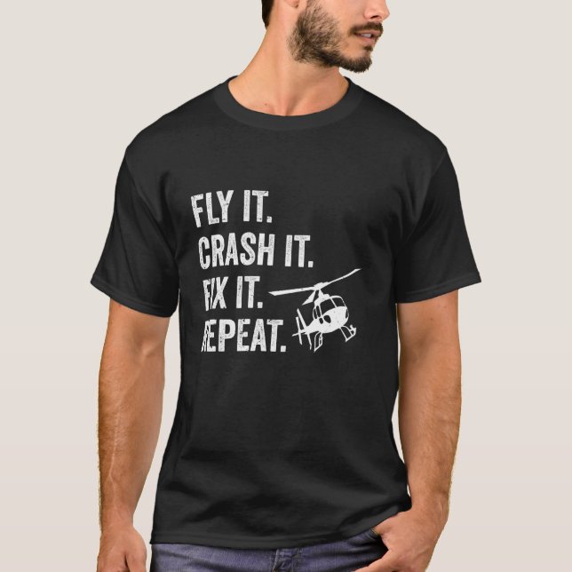 Funk ferngesteuerter Hubschrauber RC Modell Fliege T-Shirt (Vorderseite)