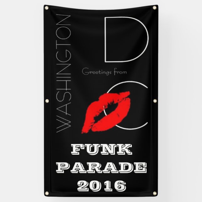 Funk Parade 2016 Washington DC Roter Lipstick Kiss Banner (Vertikal)