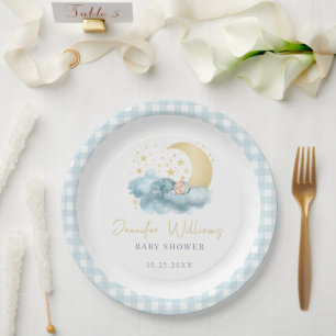 Funkel kleiner Stern Baby-Junge Dusche Papierplatt Pappteller