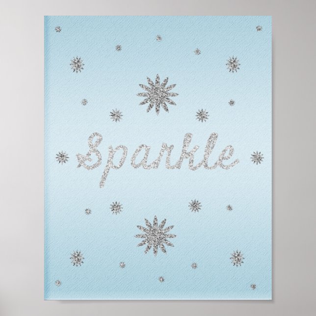 Funkelblau mit Silver Glitzer Poster (Vorne)