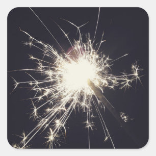 Funkelfeuerwerk funkelt nachts Funke Quadratischer Aufkleber