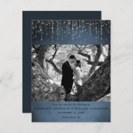Funkelleuchten Navy Blue Foto Save the Date Einladung