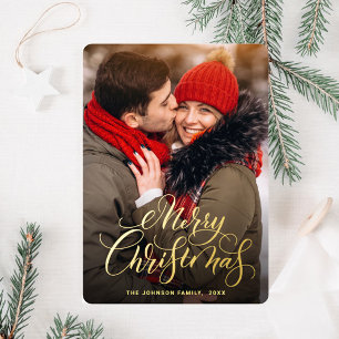 Funkeln Frohe Weihnachten PHOTO Gruß Gold Folien Feiertagskarte