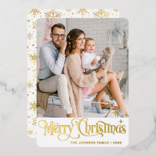 Funkeln Frohe Weihnachten PHOTO Grußkarte Gold Folien Feiertagskarte