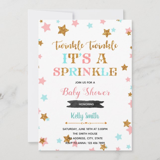 Funkeln Funkeln Sprinkle Shower Einladung (Vorderseite)