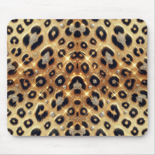 Funkeln Glamour Gold Schwarz Leopard Cheetah Druck Mousepad